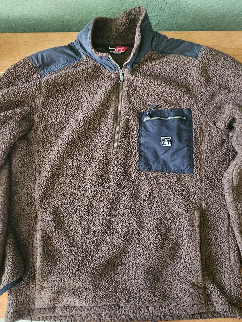Kimes Ranch Men's Whiskey Brown Fleece Pullover Quarter Zip Small